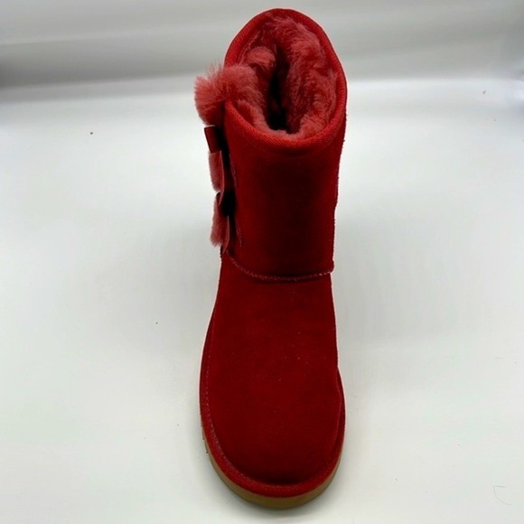 UGG - Koolaburra Victoria Red Sheepskin And Red Suede With Bows Short Boot SZ 6 - Picture 4 of 15